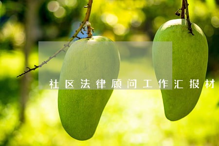 社区法律顾问工作汇报材料