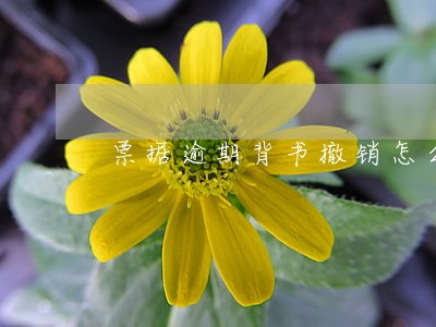 票据逾期背书撤销怎么弄 票据逾期背书撤销怎么弄