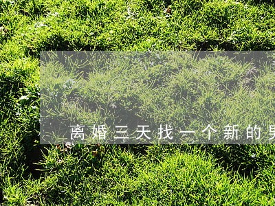 离婚三天找一个新的男人 离婚三天找一个新的男人