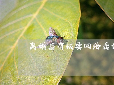 离婚后有权要回给岳父岳母的钱吗