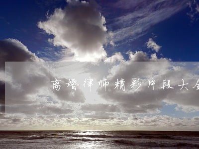 离婚律师精彩片段大全 离婚律师精彩片段大全