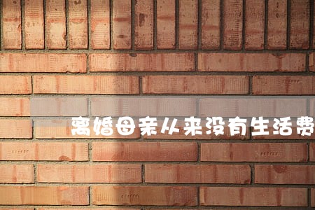 离婚母亲从来没有生活费怎么办 离婚母亲从来没有生活费怎么办