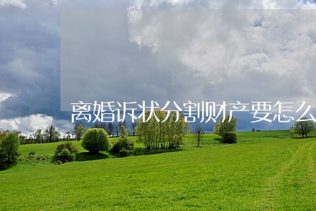 离婚诉状分割财产要怎么写范本 离婚诉状分割财产要怎么写范本