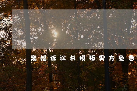 离婚诉讼书模板男方免费 离婚诉讼书模板男方免费