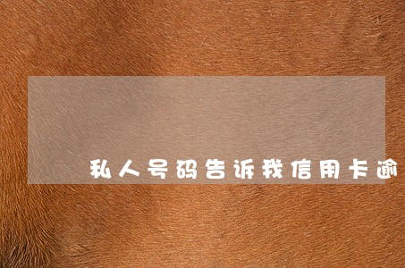 私人号码告诉我信用卡逾期立案了