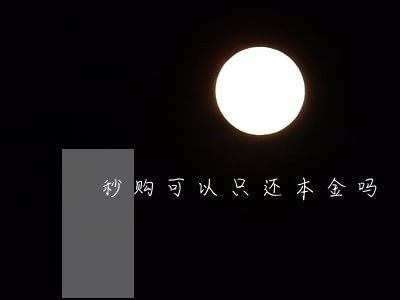 秒购可以只还本金吗 秒购可以只还本金吗