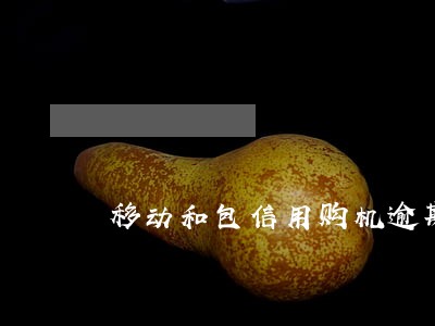 移动和包信用购机逾期一天 移动和包信用购机逾期一天