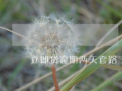 立即贷逾期两天套路了 立即贷逾期两天套路了