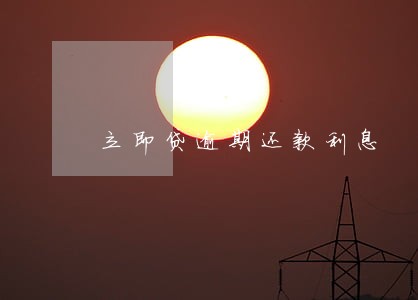 立即贷逾期还款利息 立即贷逾期还款利息