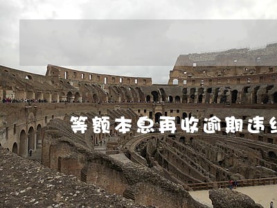 等额本息再收逾期违约金 等额本息再收逾期违约金