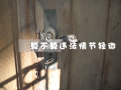 算不算违法情节轻微 算不算违法情节轻微