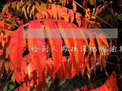 给别人做担保他的逾期记录怎么看 给别人做担保他的逾期记录怎么看
