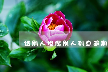 给别人担保别人利息逾期 给别人担保别人利息逾期