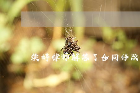 续婷律师解答了合同修改 续婷律师解答了合同修改
