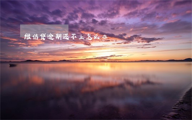 维信贷逾期还不上怎么办 维信贷逾期还不上怎么办