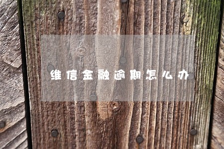 维信金融逾期怎么办 维信金融逾期怎么办