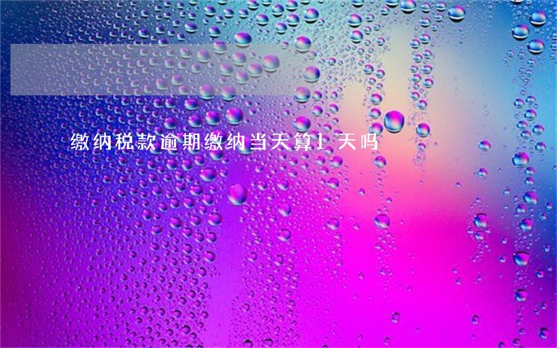 缴纳税款逾期缴纳当天算1天吗 缴纳税款逾期缴纳当天算1天吗
