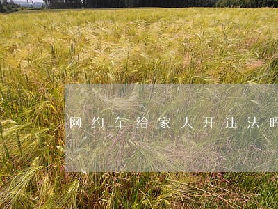 网约车给家人开违法吗