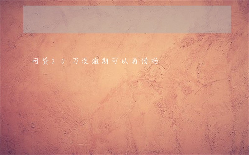 网贷20万没逾期可以再借吗 网贷20万没逾期可以再借吗