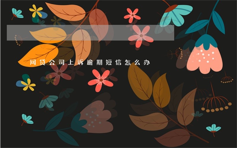 网贷公司上诉逾期短信怎么办 网贷公司上诉逾期短信怎么办