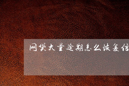 网贷大量逾期怎么恢复信用 网贷大量逾期怎么恢复信用