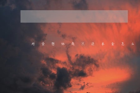 网贷想协商只还本金怎么说 网贷想协商只还本金怎么说