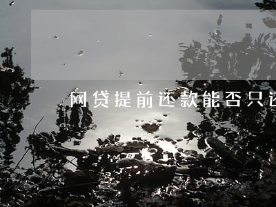 网贷提前还款能否只还本金