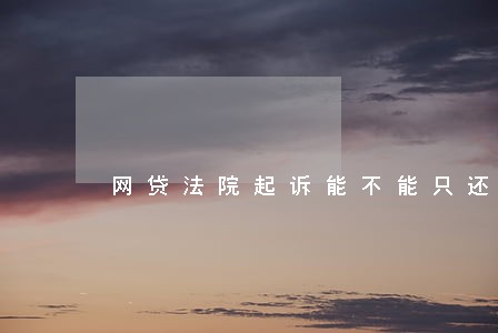 网贷法院起诉能不能只还本金 网贷法院起诉能不能只还本金