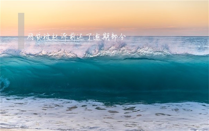 网贷被起诉前还了逾期部分 网贷被起诉前还了逾期部分