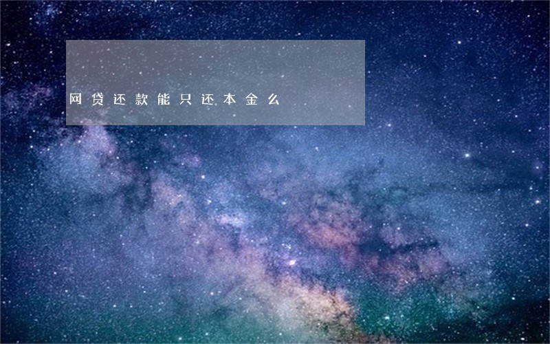 网贷还款能只还本金么 网贷还款能只还本金么