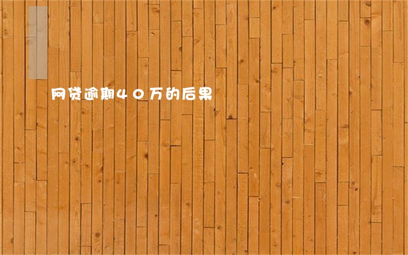 网贷逾期40万的后果
