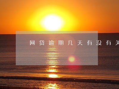 网贷逾期几天有没有关系