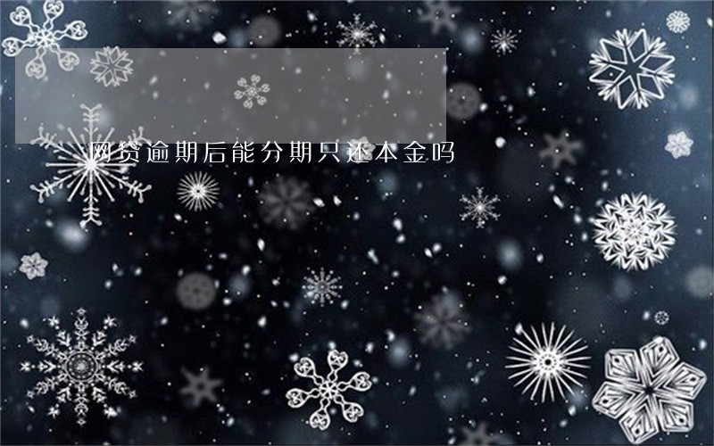 网贷逾期后能分期只还本金吗 网贷逾期后能分期只还本金吗