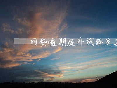 网贷逾期庭外调解是真的吗 网贷逾期庭外调解是真的吗
