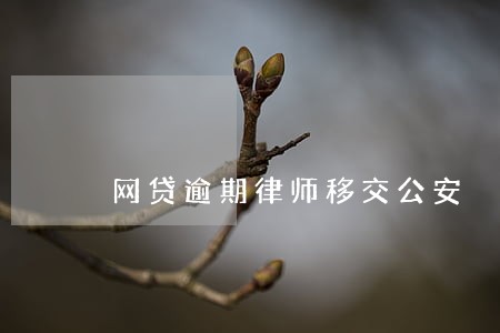 网贷逾期律师移交公安 网贷逾期律师移交公安