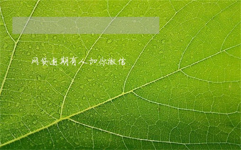 网贷逾期有人加你微信 网贷逾期有人加你微信