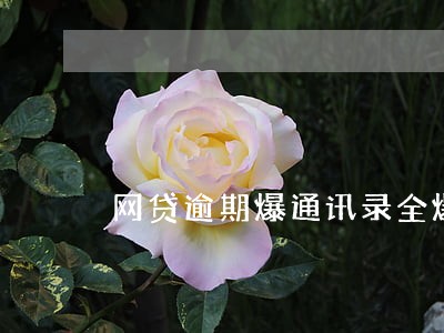 网贷逾期爆通讯录全爆吗