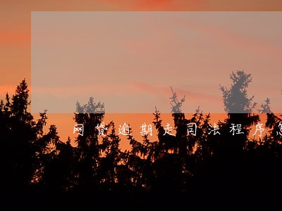 网贷逾期走司法程序怎么办 网贷逾期走司法程序怎么办