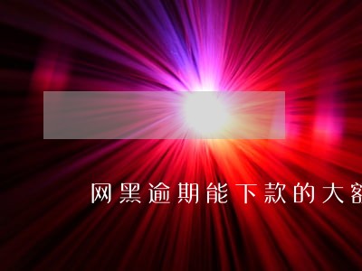 网黑逾期能下款的大额贷款 网黑逾期能下款的大额贷款