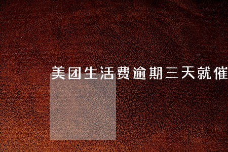 美团生活费逾期三天就催收了 美团生活费逾期三天就催收了