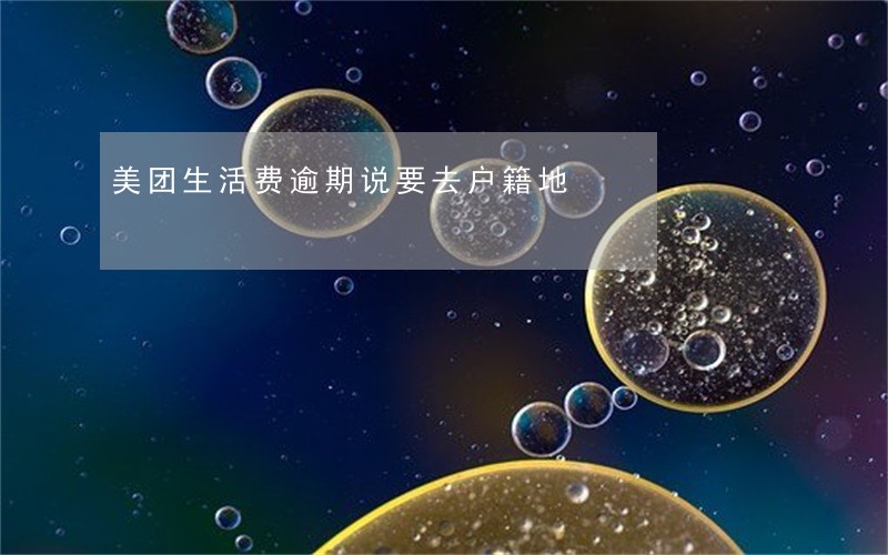 美团生活费逾期说要去户籍地 美团生活费逾期说要去户籍地