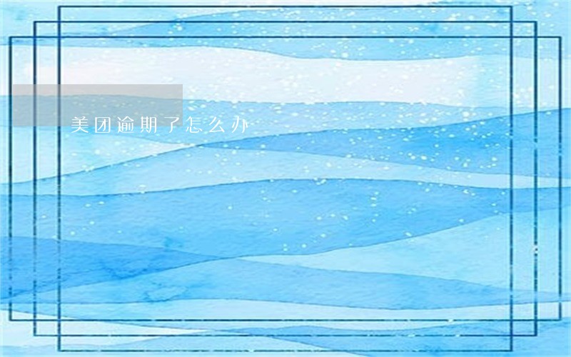 美团逾期了怎么办 美团逾期了怎么办