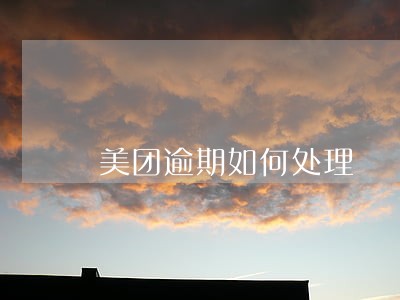 美团逾期如何处理 美团逾期如何处理