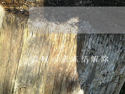 股权司法冻结解除 股权司法冻结解除