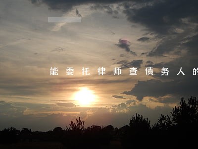 能委托律师查债务人的房产信息吗 能委托律师查债务人的房产信息吗