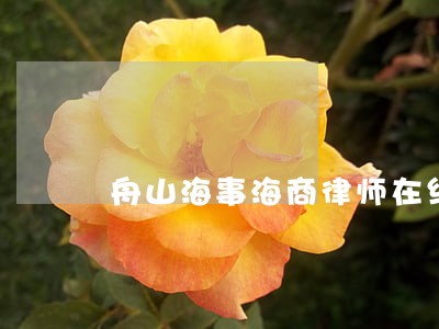 舟山海事海商律师在线免费咨询 舟山海事海商律师在线免费咨询
