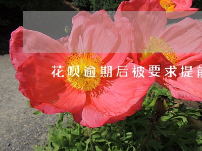 花呗逾期后被要求提前结清 花呗逾期后被要求提前结清