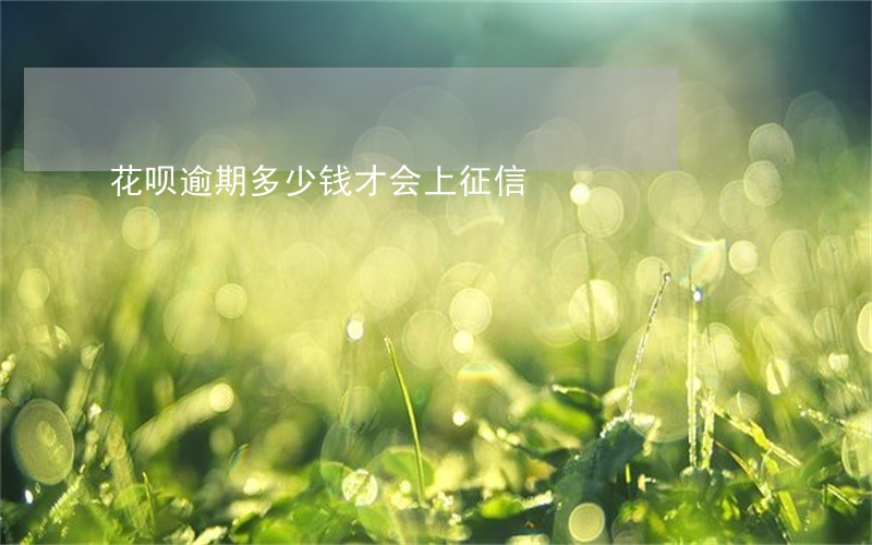 花呗逾期多少钱才会上征信 花呗逾期多少钱才会上征信