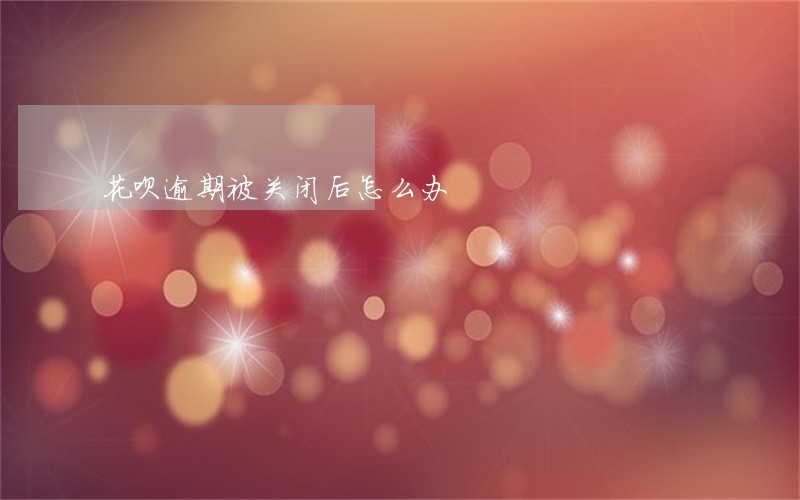 花呗逾期被关闭后怎么办 花呗逾期被关闭后怎么办