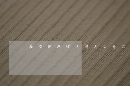 花呗逾期被关闭怎么开启 花呗逾期被关闭怎么开启